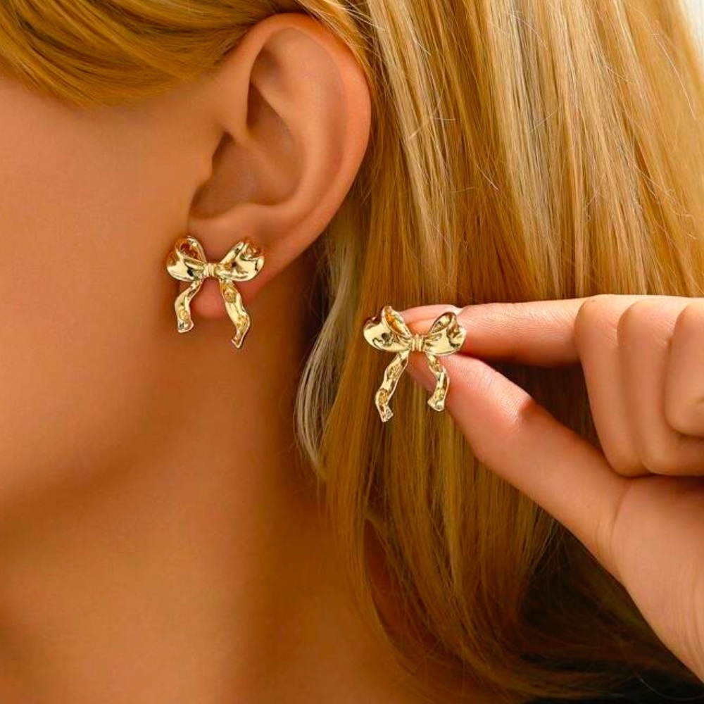 Coquette Gold Bow Earrings